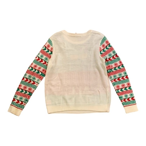 No Boundaries White Sequined Reindeer Christmas Graphic Sweater XXL SALE - Picture 3 of 13